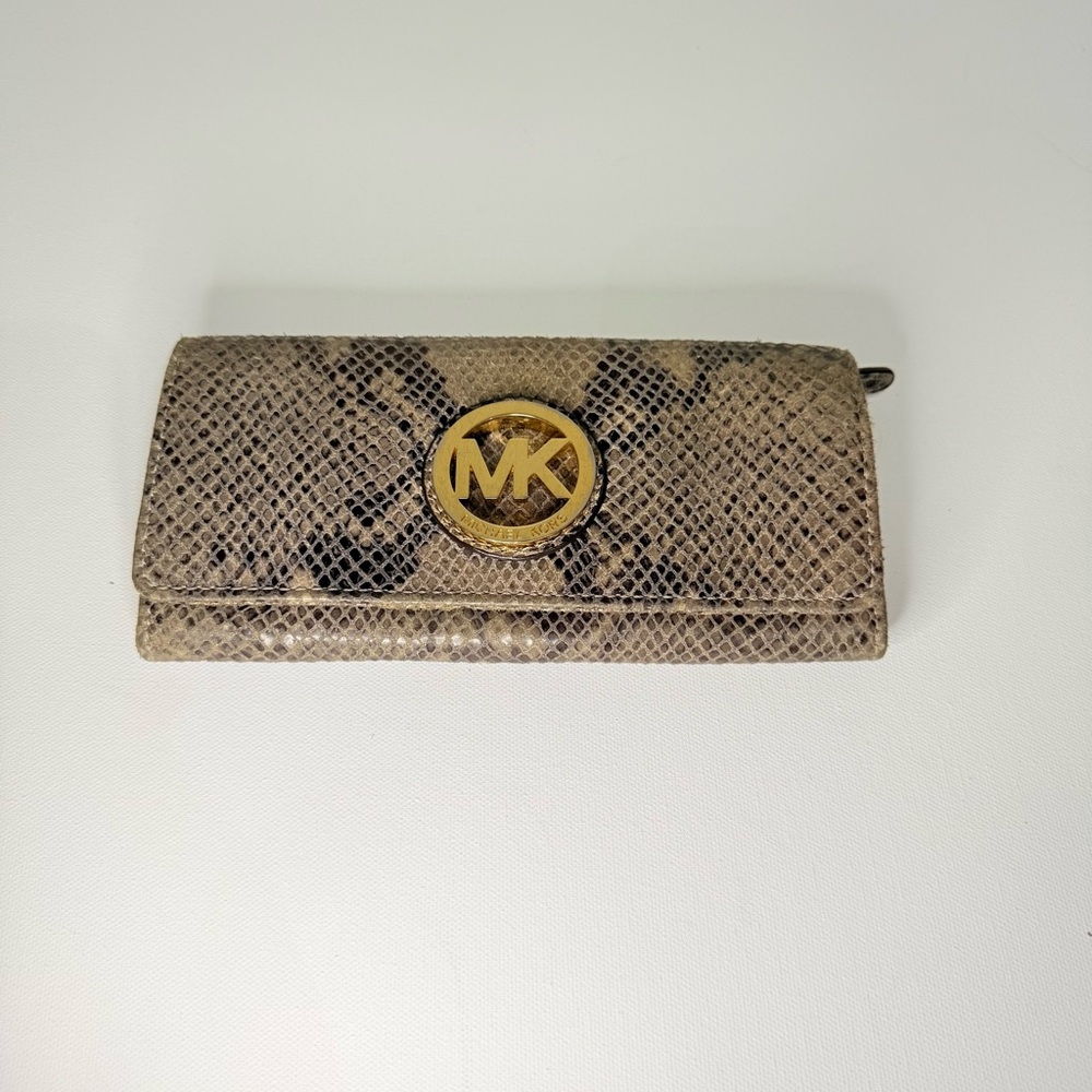 Michael Kors Fulton Python Embossed Leather Flap … - image 1